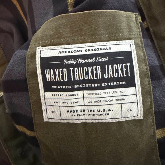 Flint and Tinder Flannel-Lined Waxed Trucker Jacket - Picture 4 of 4